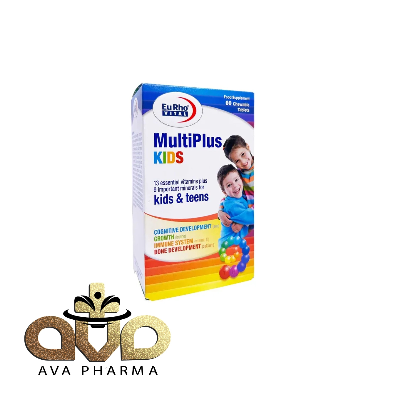 Multiplus Kids Chewable Tablet - EuRho VITAL1 قرص جویدنی مولتی پلاس کیدز یوروویتال | آوافارما