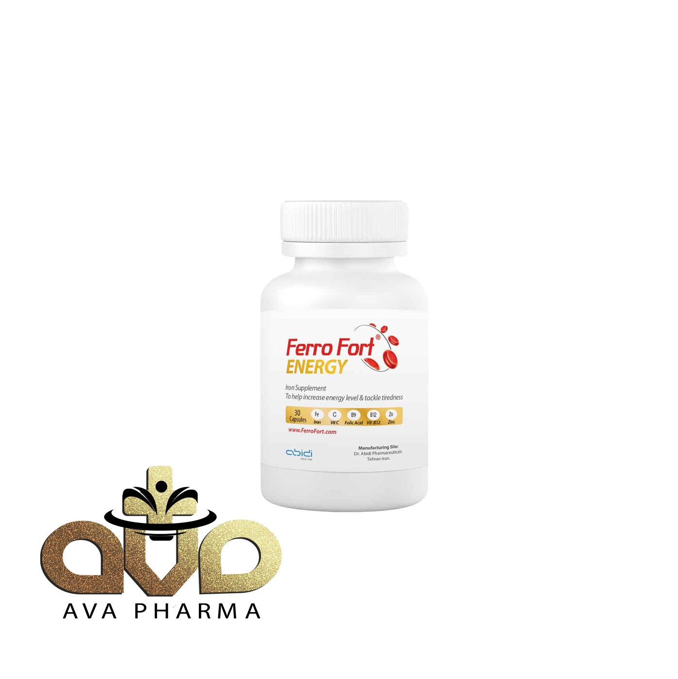 Abidi Ferro Fort Energy 30 Caps 1 کپسول آهن فروفورت انرژی عبیدی | آوافارما