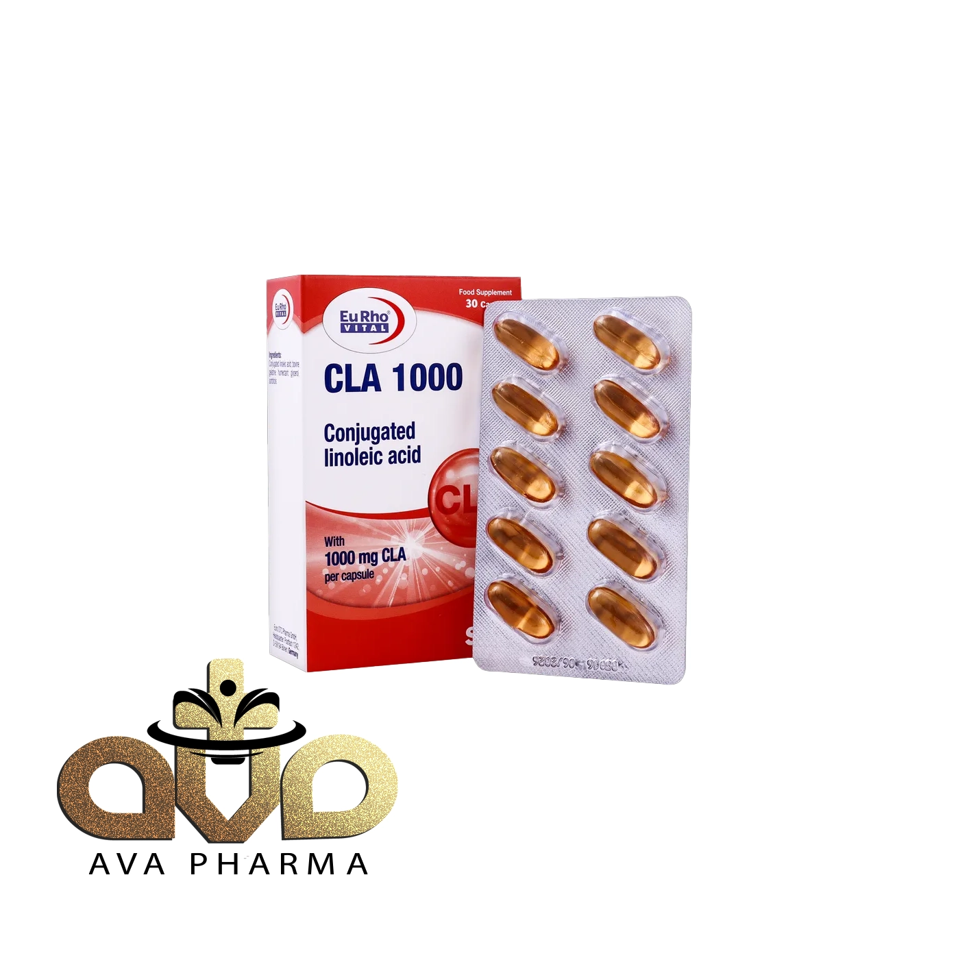 CLA 1000 Capsule - Eurho Vital 1 کپسول سی ال ای 1000 یوروویتال 30 عددی | آوافارما